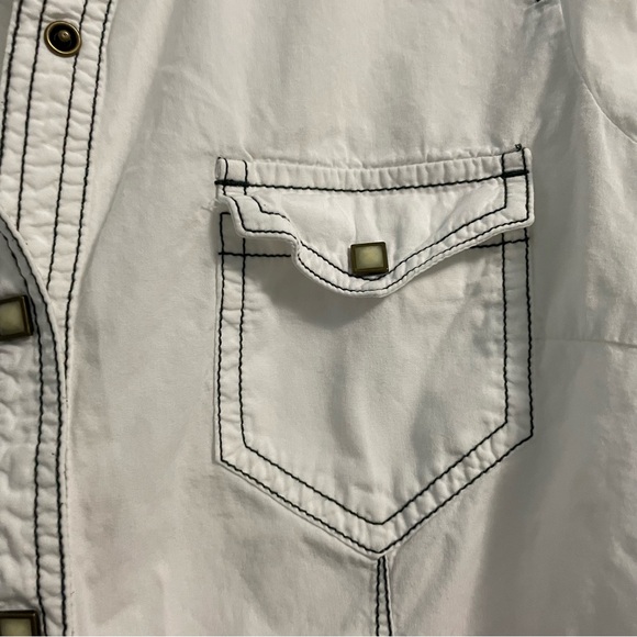 Barn Fly Women Small White Pearl Snap Western Shirt Casual Shirt - Picture 7 of 8